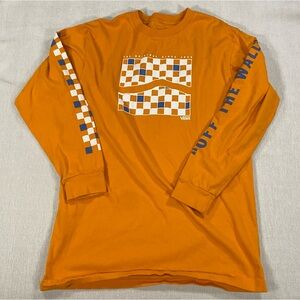 Vans Large Yellow Orange Checkered Long Sleeve Tee off the wall